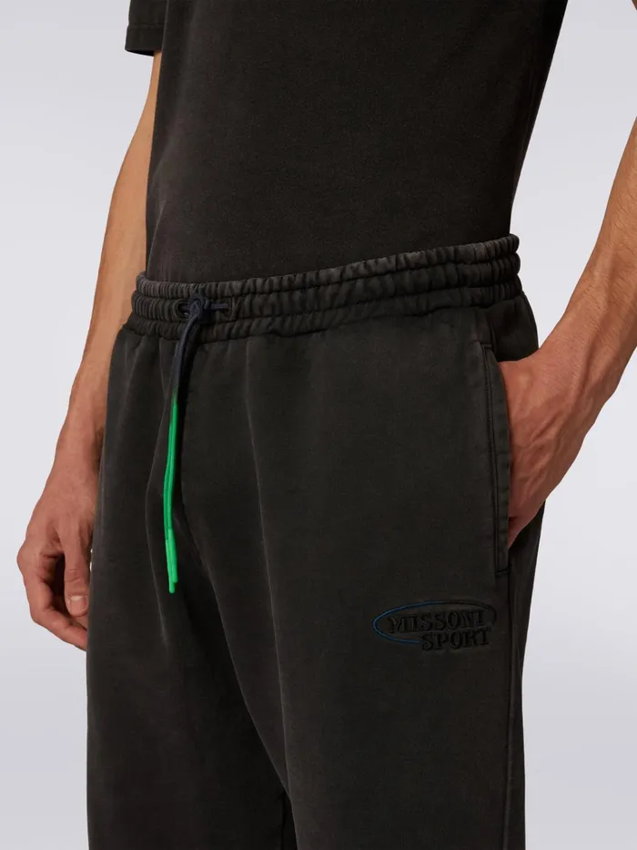 Men Cotton Knit Trousers With Logo Grey Missoni Sport Men Cotton Knit Trousers With Logo Grey Missoni Sport