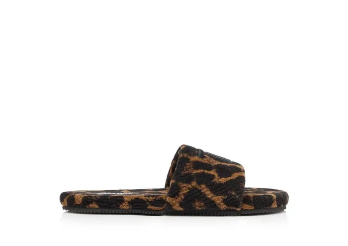 Men Espadrilles and Sandals Tom Ford Printed Towelling Harrison Slipper Caramelblack