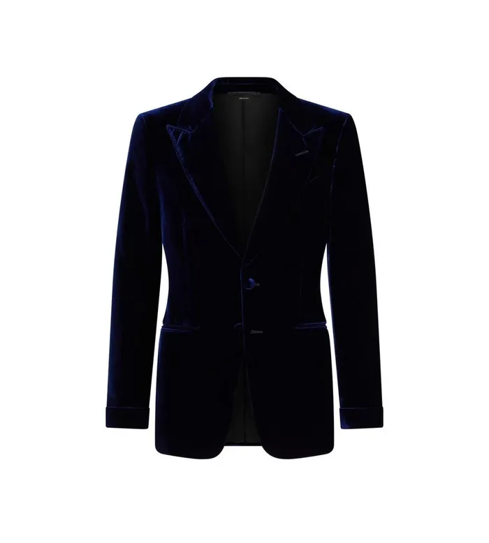 Men Evening Tom Ford Fluid Velvet Shelton Cocktail Jacket Navy
