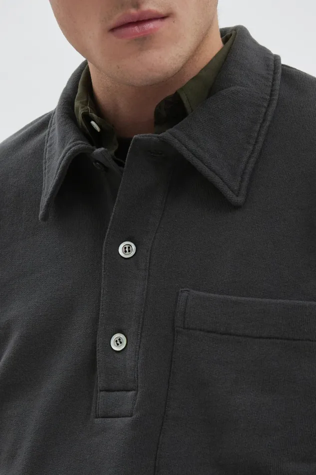Men Fraser Relaxed Tab Series LS Polo Battleship Grey Norse Projects Sweatshirts
