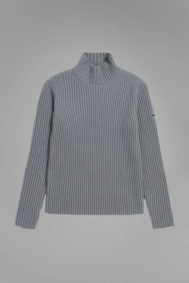 Men Hybrid Rib Mock Neck Stretch Wool Warm Grey Norse Projects Knitwear