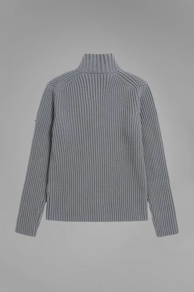 Men Hybrid Rib Mock Neck Stretch Wool Warm Grey Norse Projects Knitwear