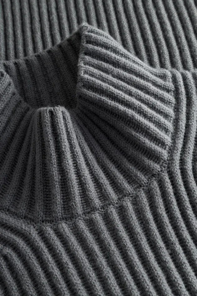 Men Hybrid Rib Mock Neck Stretch Wool Warm Grey Norse Projects Knitwear