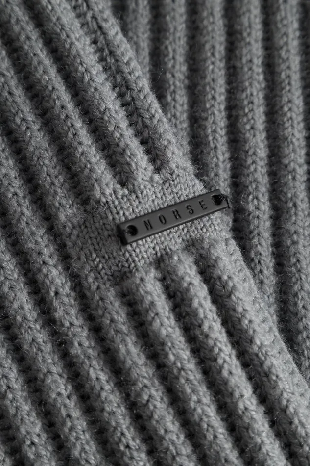 Men Hybrid Rib Mock Neck Stretch Wool Warm Grey Norse Projects Knitwear