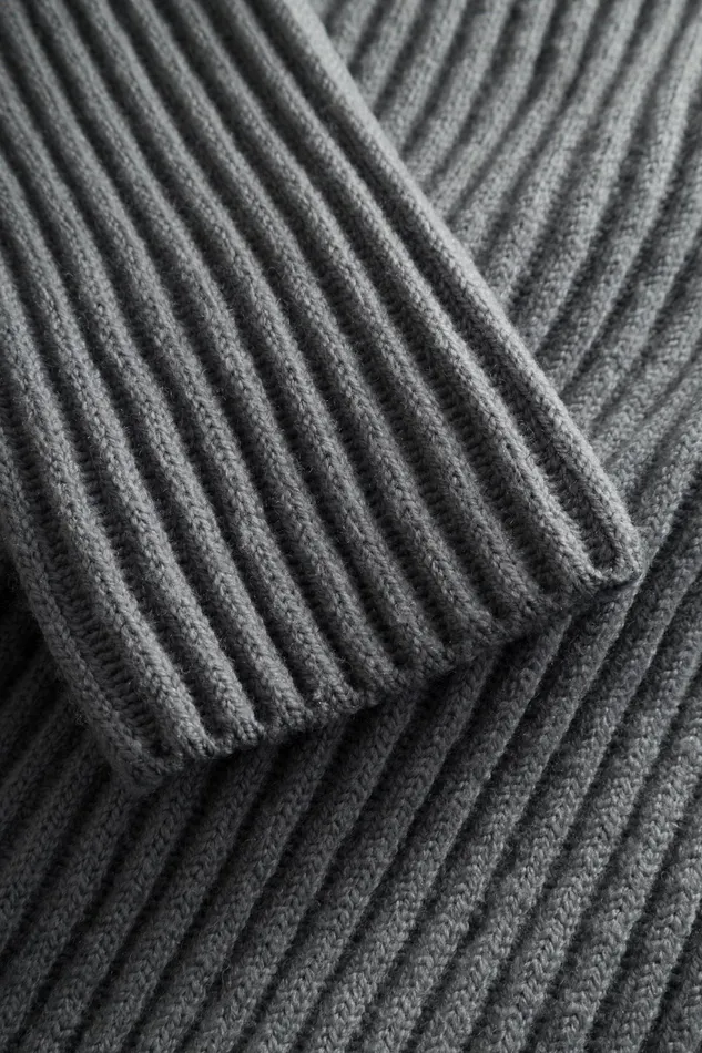 Men Hybrid Rib Mock Neck Stretch Wool Warm Grey Norse Projects Knitwear