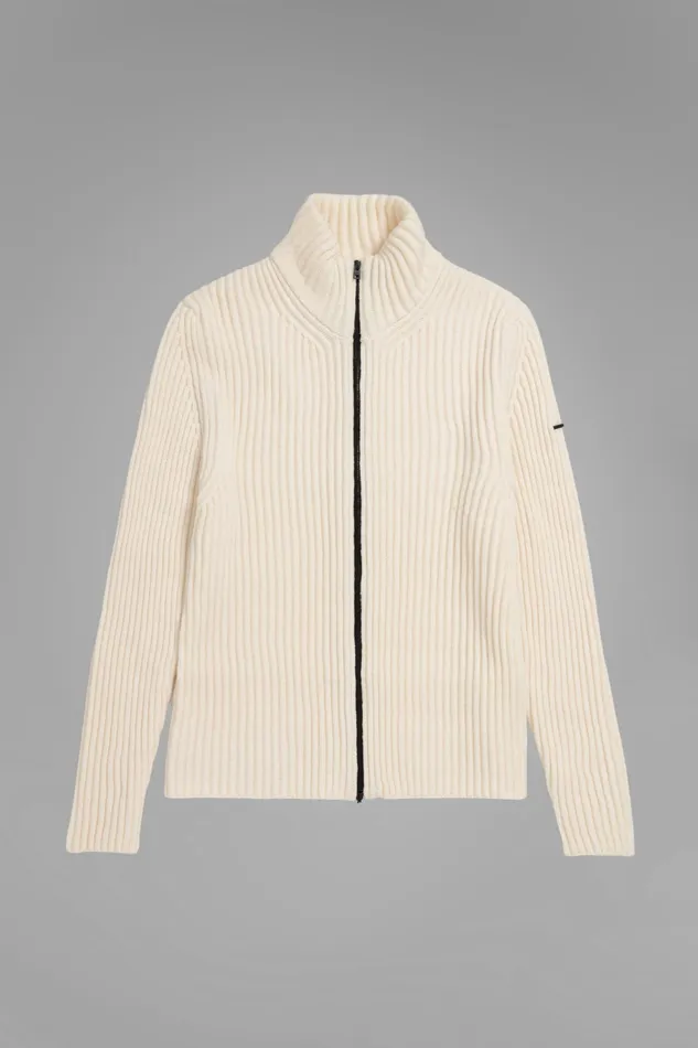 Men Hybrid Rib Zip Jacket Stretch Wool Ecru Norse Projects Knitwear