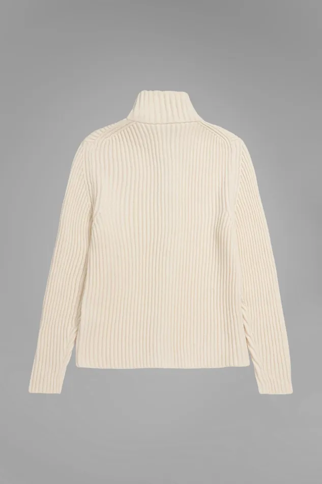 Men Hybrid Rib Zip Jacket Stretch Wool Ecru Norse Projects Knitwear
