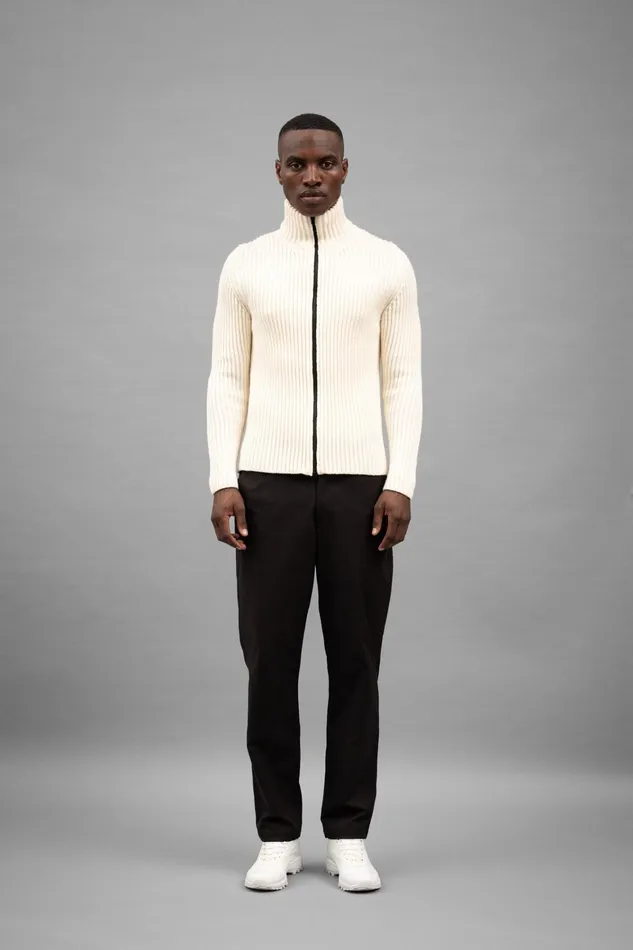 Men Hybrid Rib Zip Jacket Stretch Wool Ecru Norse Projects Knitwear