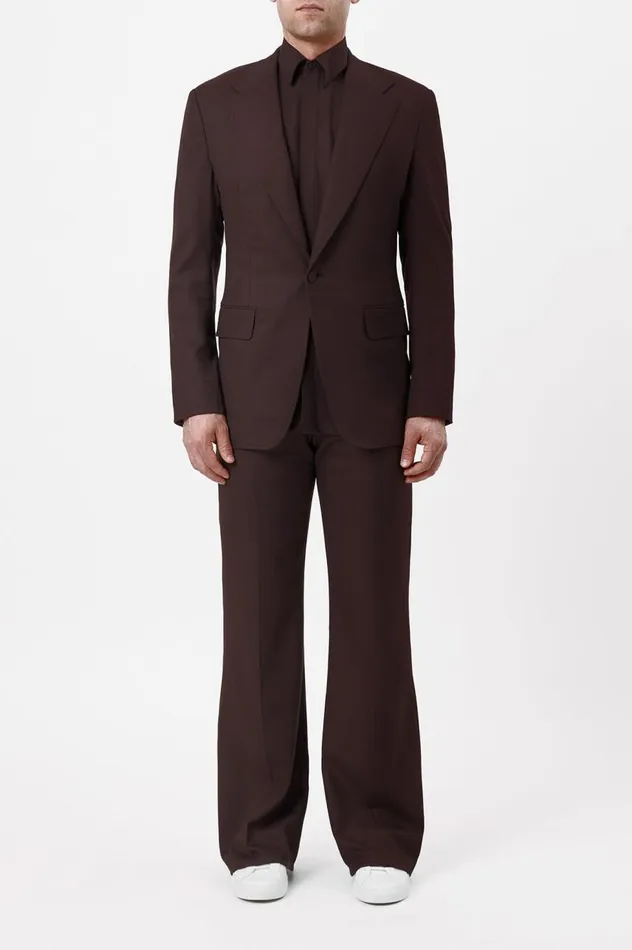 Men Jackets and Outerwear Gabriela Hearst Leiva Blazer In Chocolate Superfine Wool