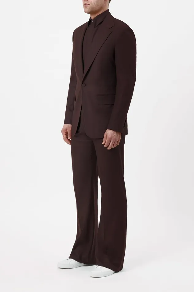 Men Jackets and Outerwear Gabriela Hearst Leiva Blazer In Chocolate Superfine Wool