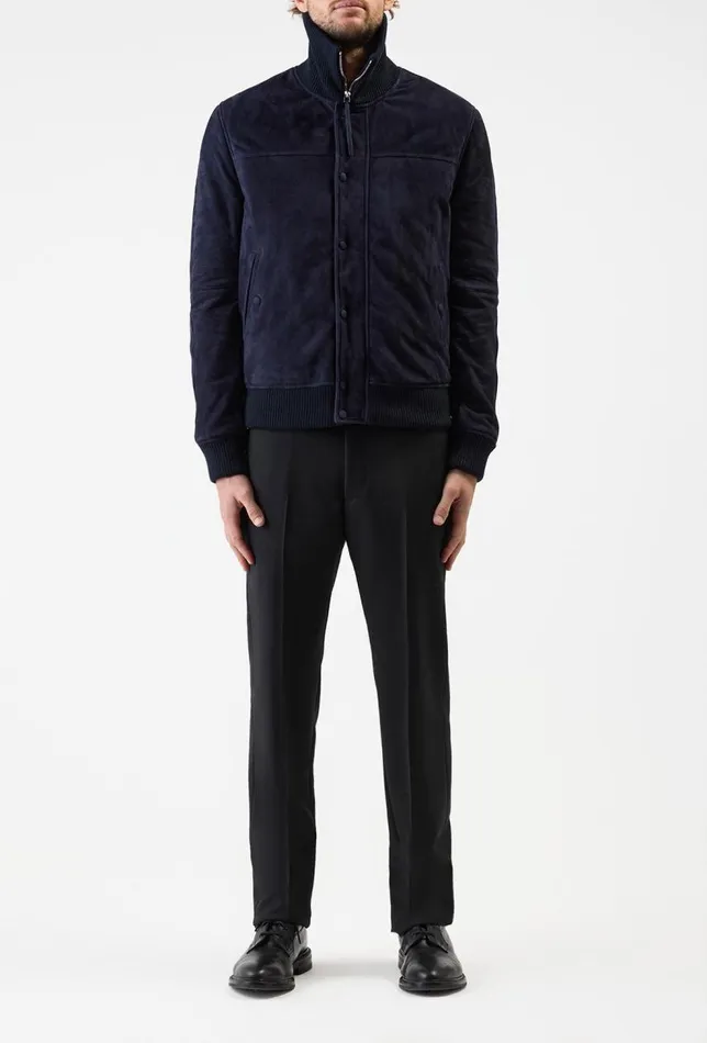 Men Jackets and Outerwear Gabriela Hearst Matthieu Jacket In Dark Navy Suede