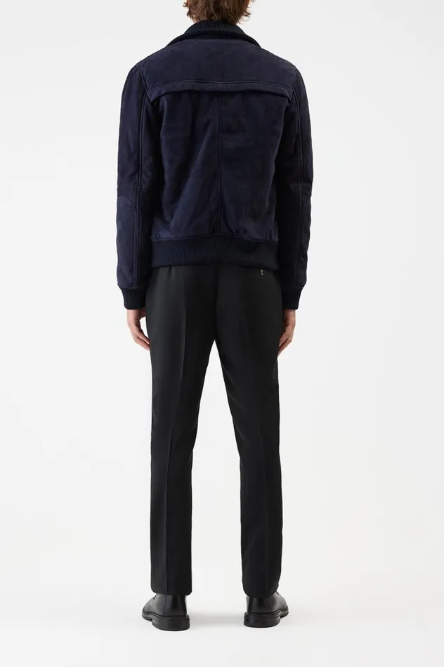 Men Jackets and Outerwear Gabriela Hearst Matthieu Jacket In Dark Navy Suede