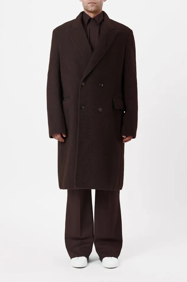 Men Jackets and Outerwear Gabriela Hearst Mcaffrey Coat In Chocolate DoubleFace Recycled Cashmere