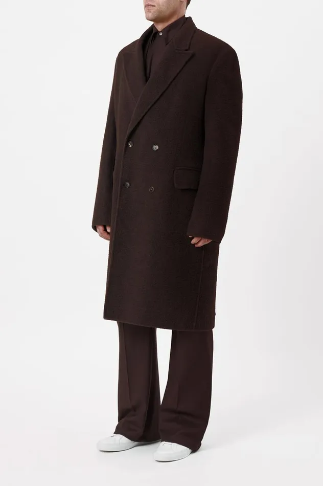 Men Jackets and Outerwear Gabriela Hearst Mcaffrey Coat In Chocolate DoubleFace Recycled Cashmere