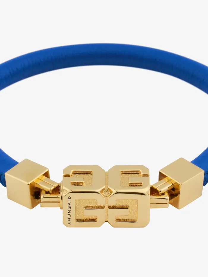 Men Jewelry Givenchy G Cube Bracelet In Leather And Metal Royal Blue Men Jewelry Givenchy G Cube Bracelet In Leather And Metal Royal Blue