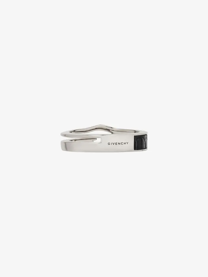 Men Jewelry Givenchy Giv Cut Ring In Metal And Leather Blacksilvery Men Jewelry Givenchy Giv Cut Ring In Metal And Leather Blacksilvery