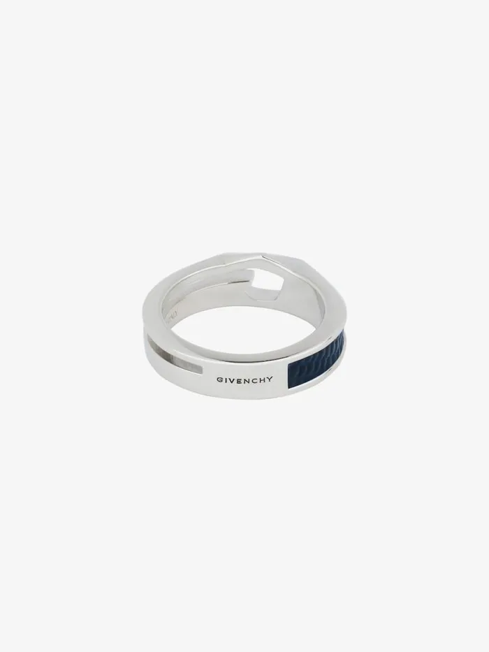 Men Jewelry Givenchy Giv Cut Ring In Metal And Leather Bluesilvery Men Jewelry Givenchy Giv Cut Ring In Metal And Leather Bluesilvery
