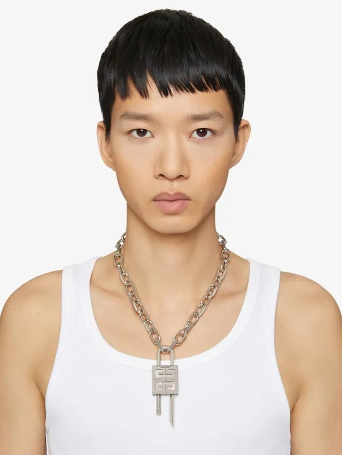 Men Jewelry Givenchy Medium Lock Necklace In Metal Silvery Men Jewelry Givenchy Medium Lock Necklace In Metal Silvery