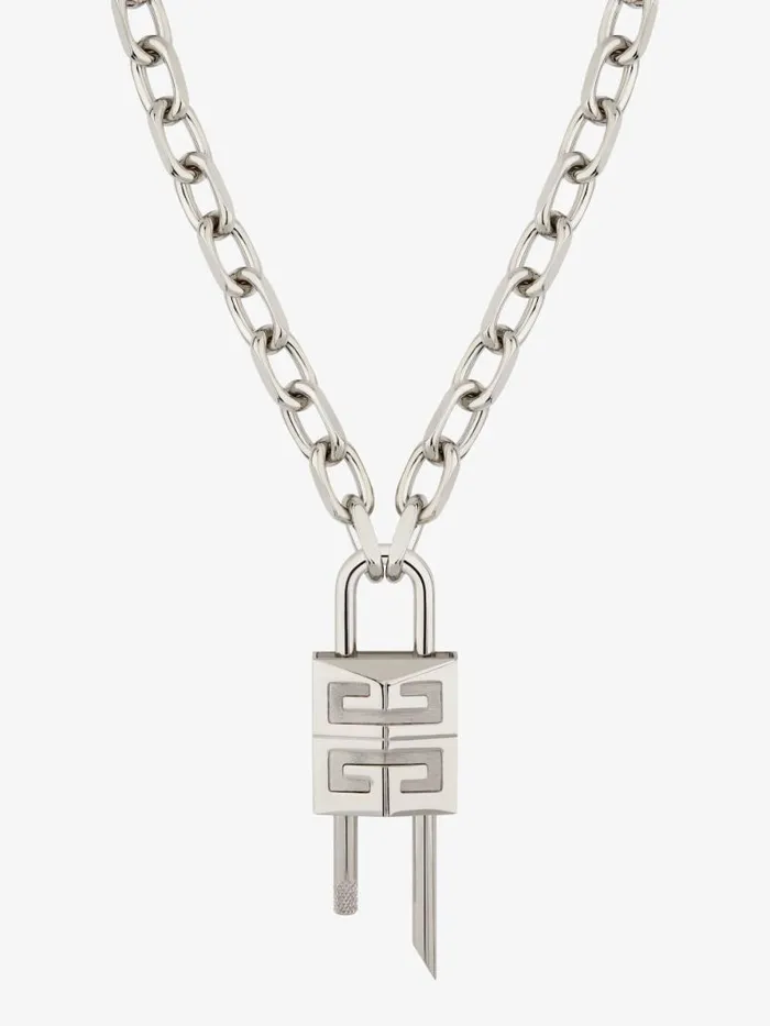 Men Jewelry Givenchy Medium Lock Necklace In Metal Silvery Men Jewelry Givenchy Medium Lock Necklace In Metal Silvery