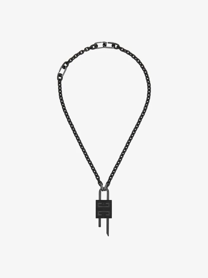 Men Jewelry Givenchy Small Lock Necklace In Metal Black