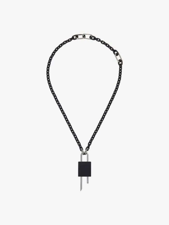 Men Jewelry Givenchy Small Lock Necklace In Metal With Crystals Blacksilvery Men Jewelry Givenchy Small Lock Necklace In Metal With Crystals Blacksilvery