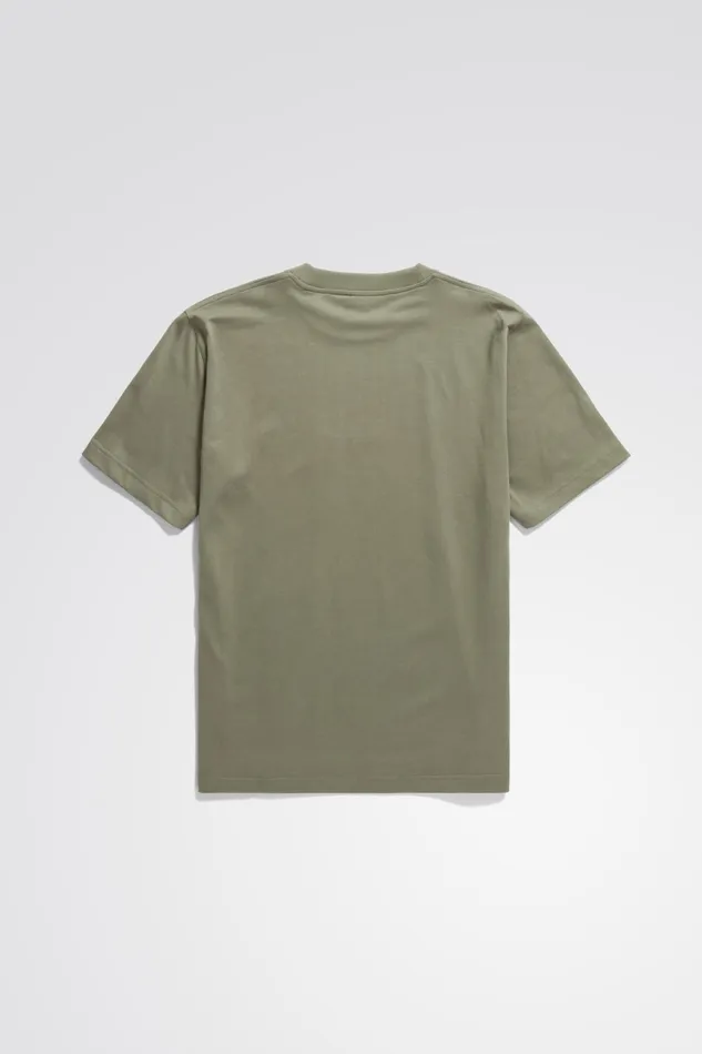 Men Johannes Organic Chain Stitch Logo Tshirt Sediment Green Norse Projects TShirts