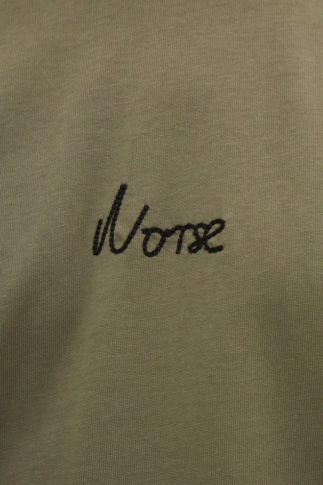 Men Johannes Organic Chain Stitch Logo Tshirt Sediment Green Norse Projects TShirts