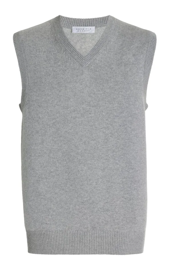 Men Knitwear Gabriela Hearst Fielding Knit Vest In Heather Grey Cashmere