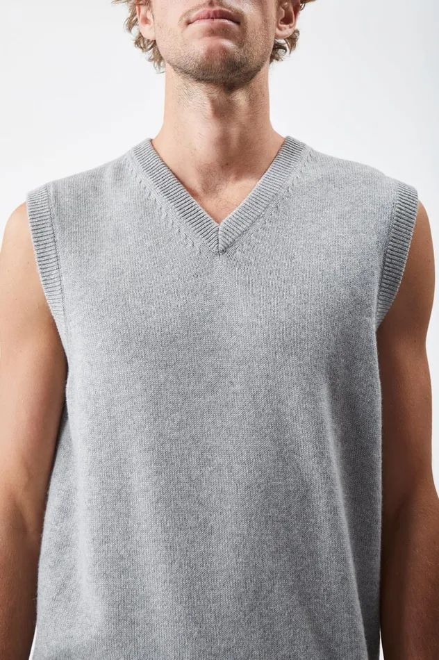 Men Knitwear Gabriela Hearst Fielding Knit Vest In Heather Grey Cashmere