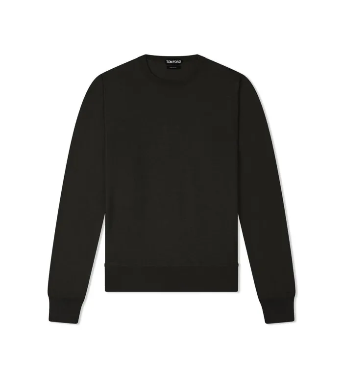 Men Knitwear Tom Ford Fine Gauge Cashmere Silk Crew Neck Black