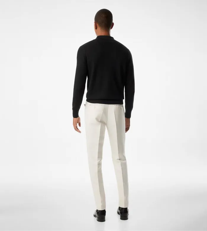 Men Knitwear Tom Ford Silk Cotton Honeycomb Polo Black Men Knitwear Tom Ford Silk Cotton Honeycomb Polo Black