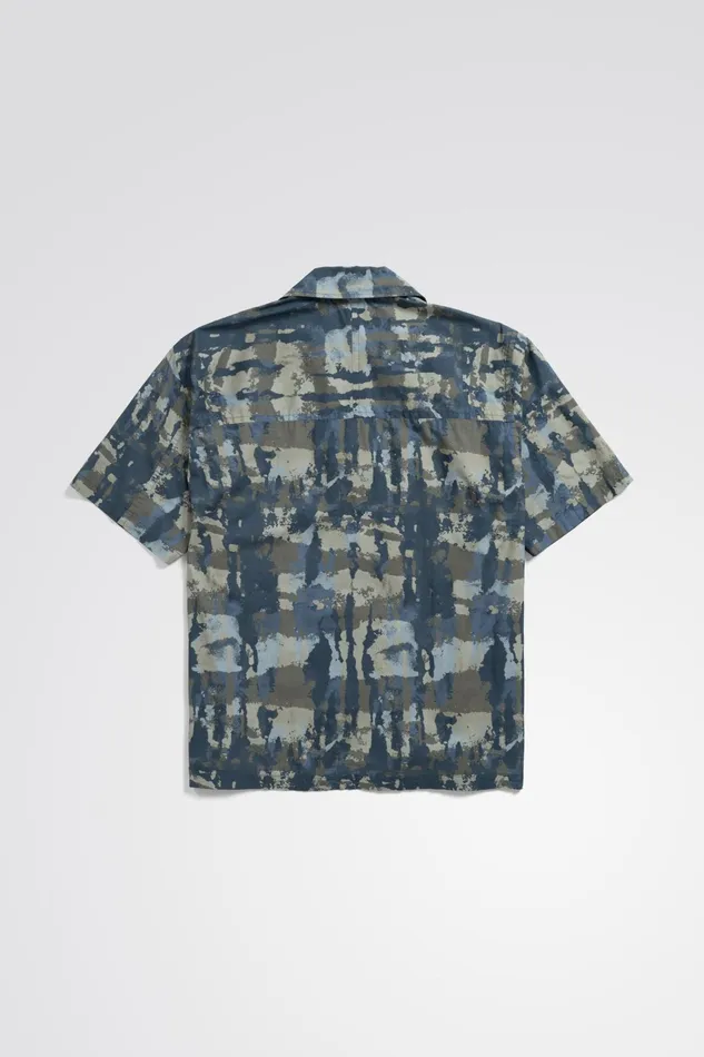 Men Mads Relaxed Print Shirt SS Steel Blue Norse Projects Shirting
