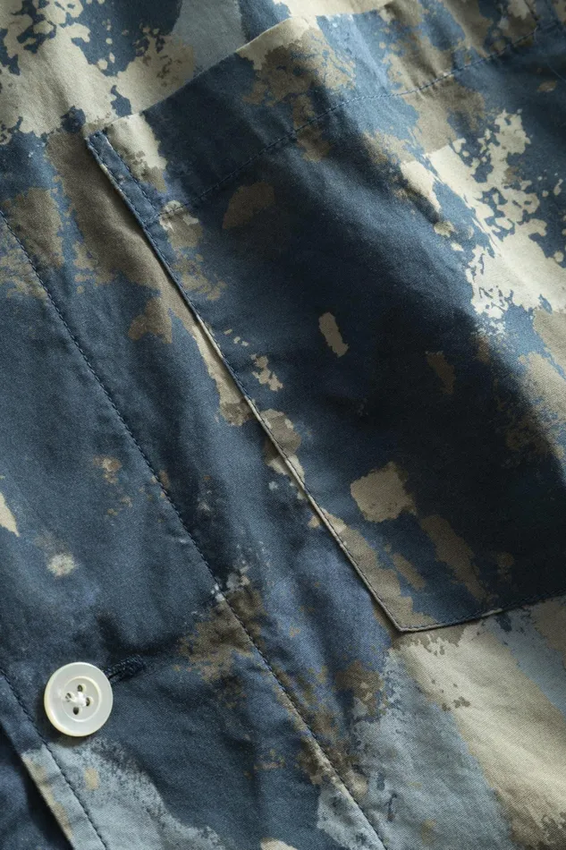 Men Mads Relaxed Print Shirt SS Steel Blue Norse Projects Shirting