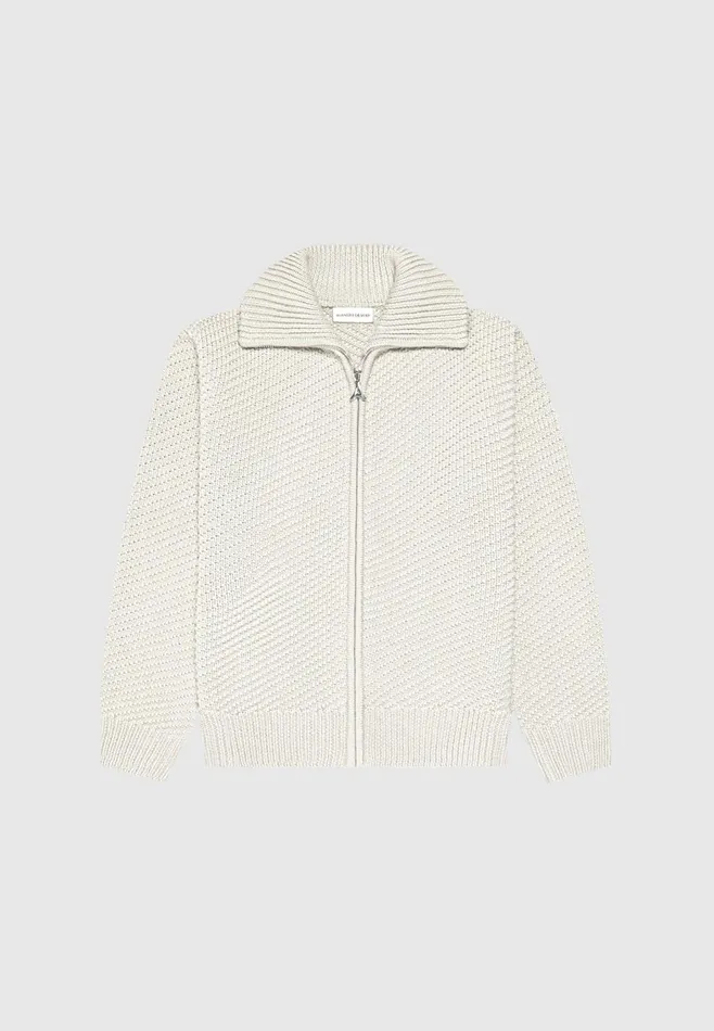 Men Manire De Voir Diagonal Knit Cardigan Stone