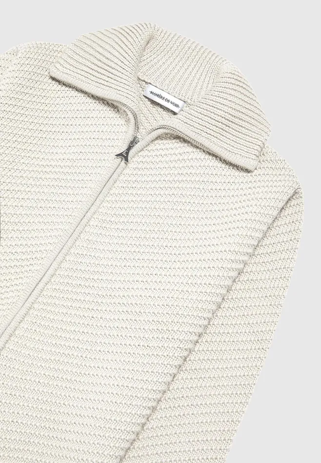 Men Manire De Voir Diagonal Knit Cardigan Stone