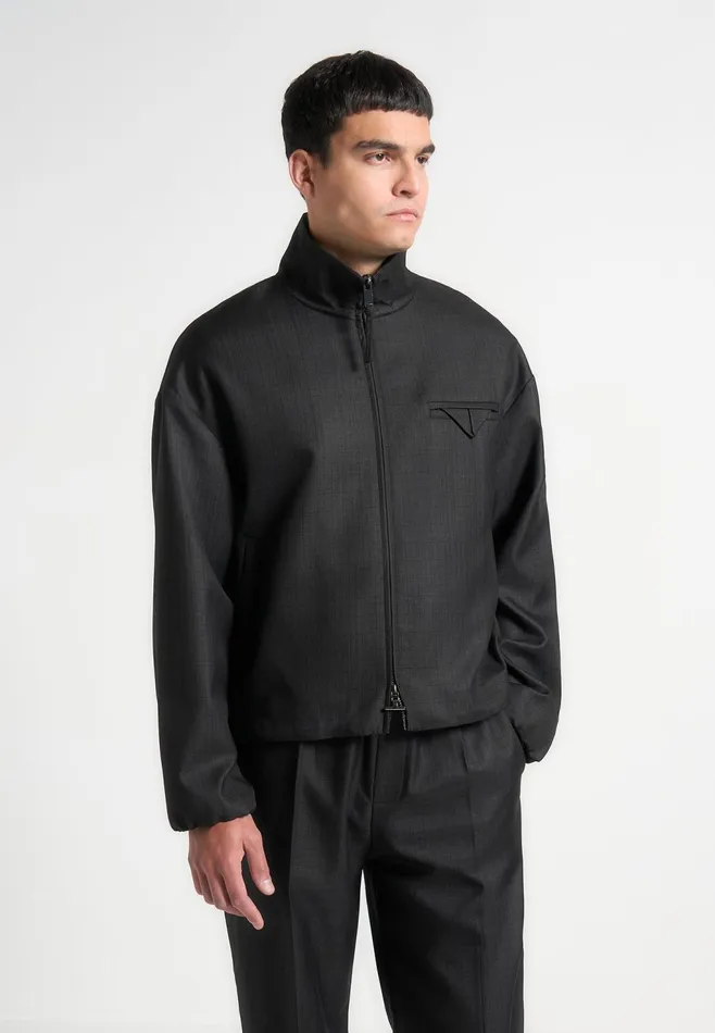 Men Manire De Voir Tailored Funnel Neck Jacket Black