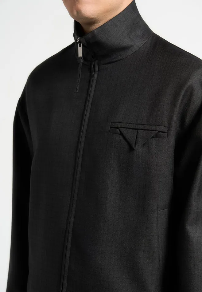 Men Manire De Voir Tailored Funnel Neck Jacket Black