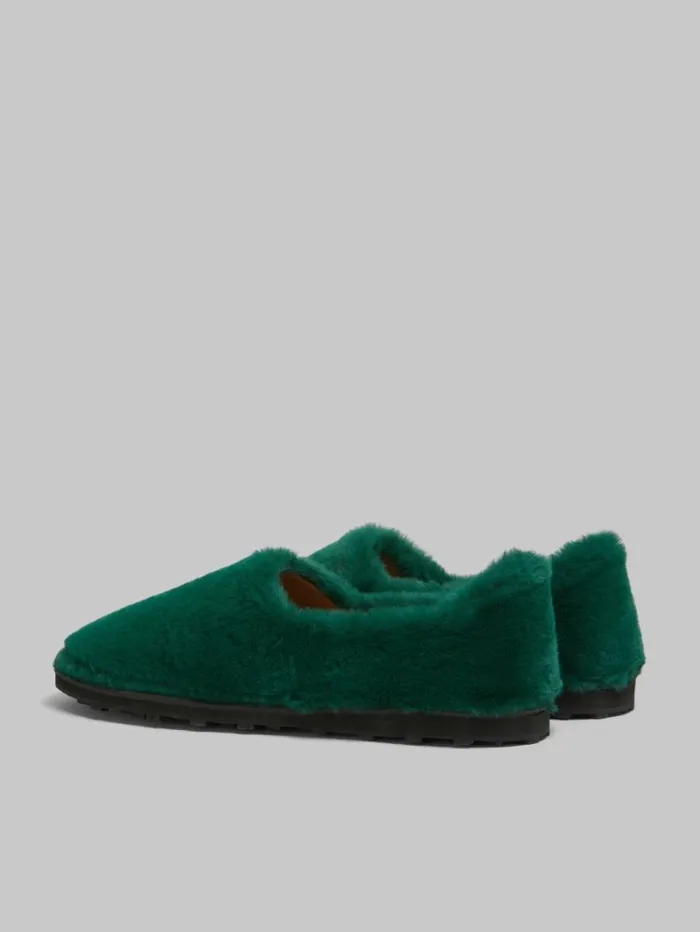 Men Marni Lace Up and Loafers Green SlipOn Loafer In Faux Fur