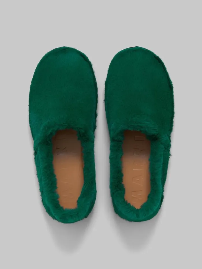 Men Marni Lace Up and Loafers Green SlipOn Loafer In Faux Fur