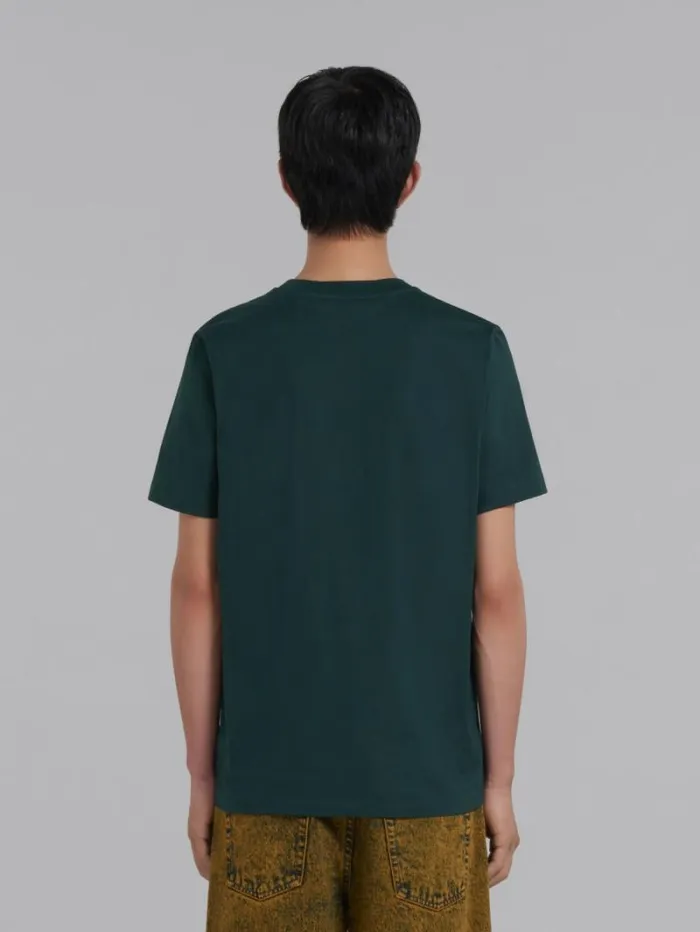 Men Marni Tops and Tshirts Green Organic Cotton TShirt With Marni Patch