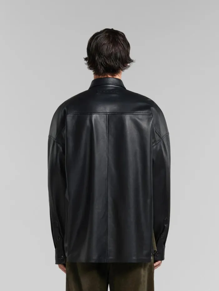 Men Marni Tops and Tshirts Green Suede Shirt With Leather Back