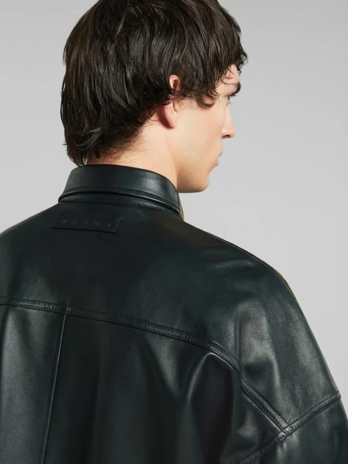 Men Marni Tops and Tshirts Green Suede Shirt With Leather Back