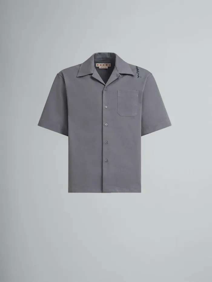 Men Marni Tops and Tshirts Grey Cotton Bowling Shirt