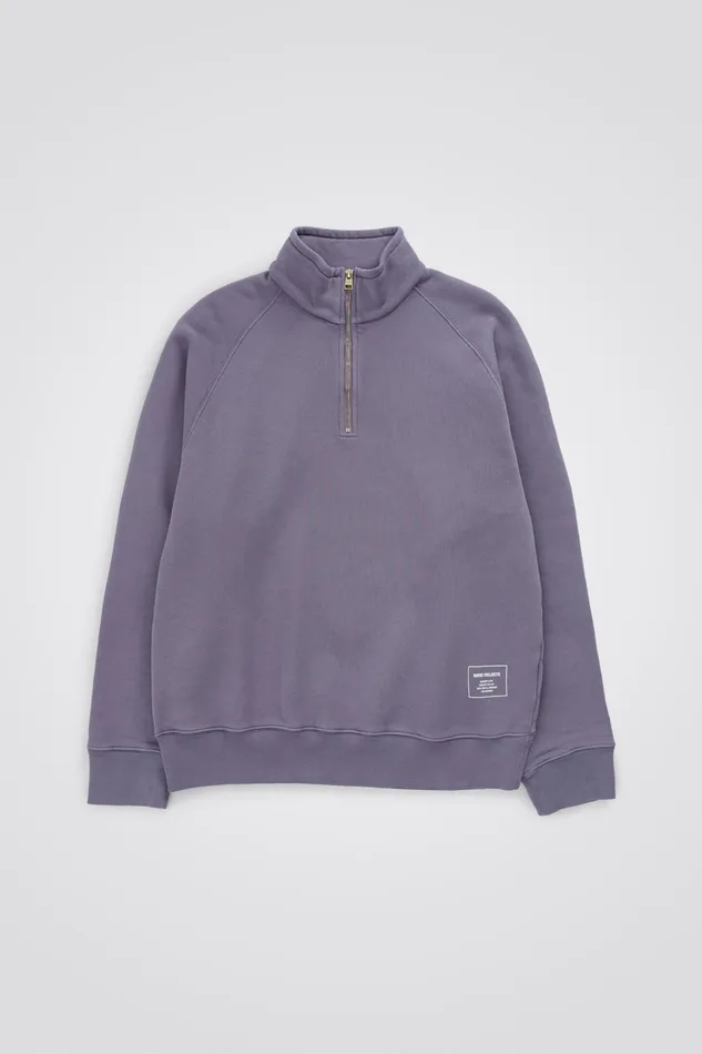 Men Marten Relaxed Organic Raglan Half Zip Dusk Purple Norse Projects Sweatshirts