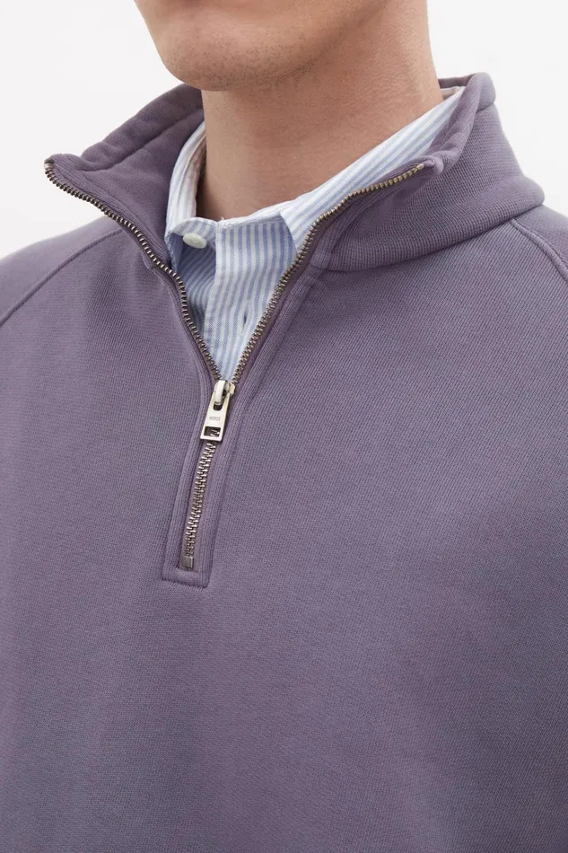 Men Marten Relaxed Organic Raglan Half Zip Dusk Purple Norse Projects Sweatshirts