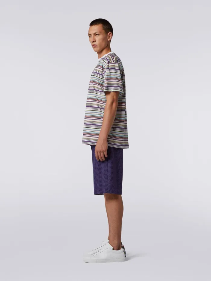 Men Multicoloured Striped Cotton CrewNeck TShirt Multicoloured Missoni Polos and Tshirts