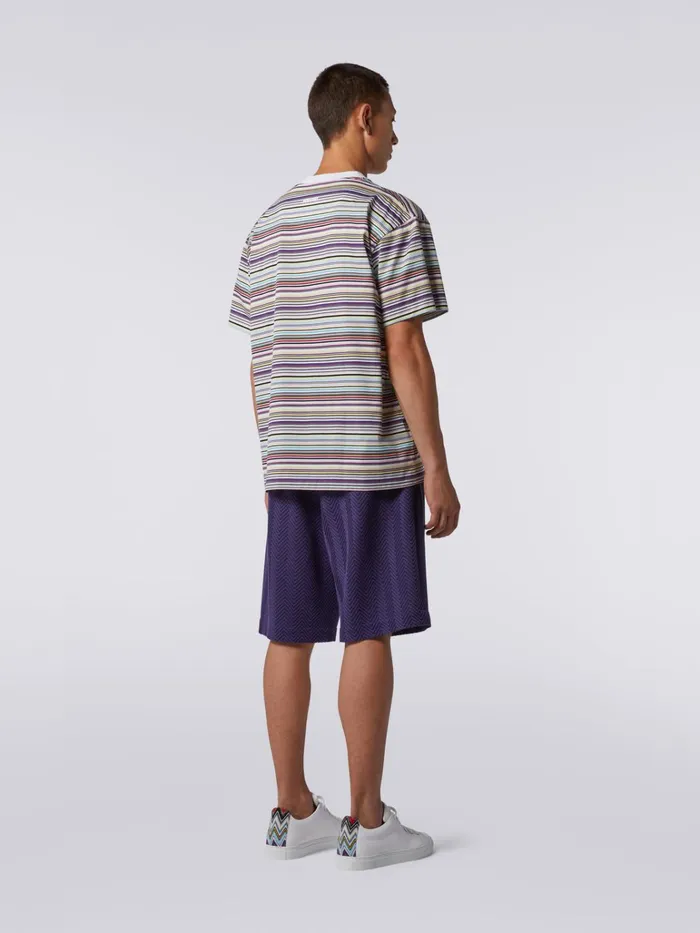 Men Multicoloured Striped Cotton CrewNeck TShirt Multicoloured Missoni Polos and Tshirts
