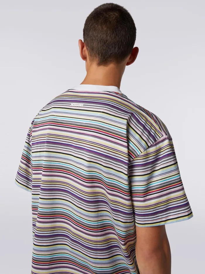 Men Multicoloured Striped Cotton CrewNeck TShirt Multicoloured Missoni Polos and Tshirts