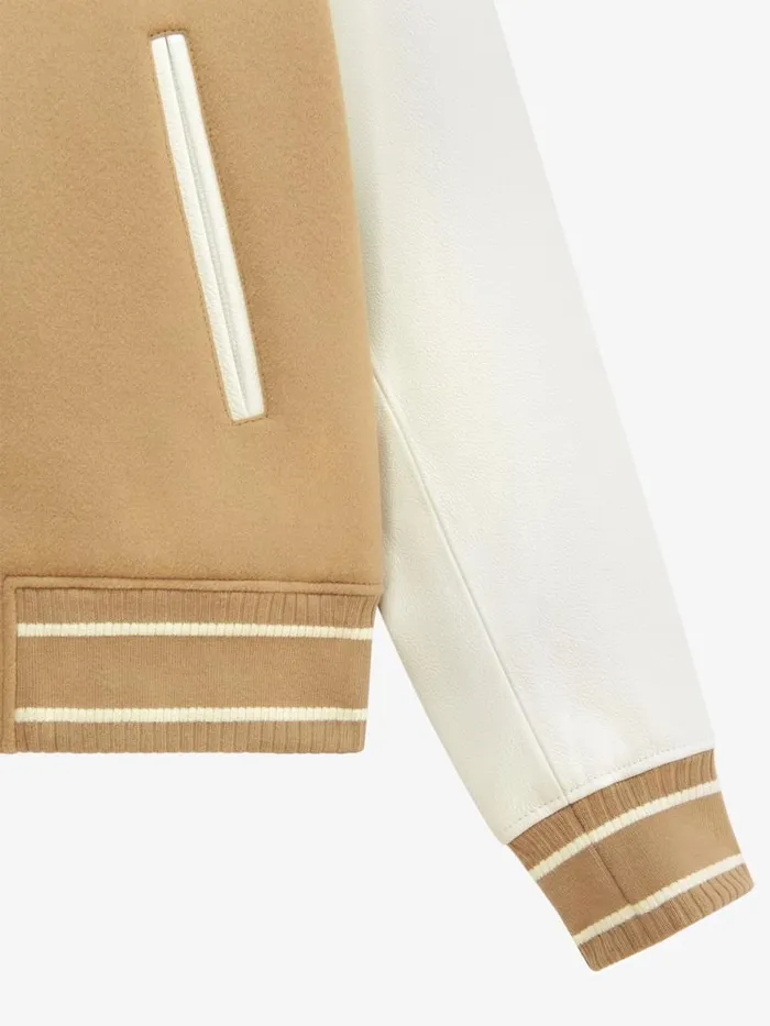 Men Outerwear and Blousons Givenchy GIVENCHY Hooded Varsity Jacket In Wool And Leather Whitebeige