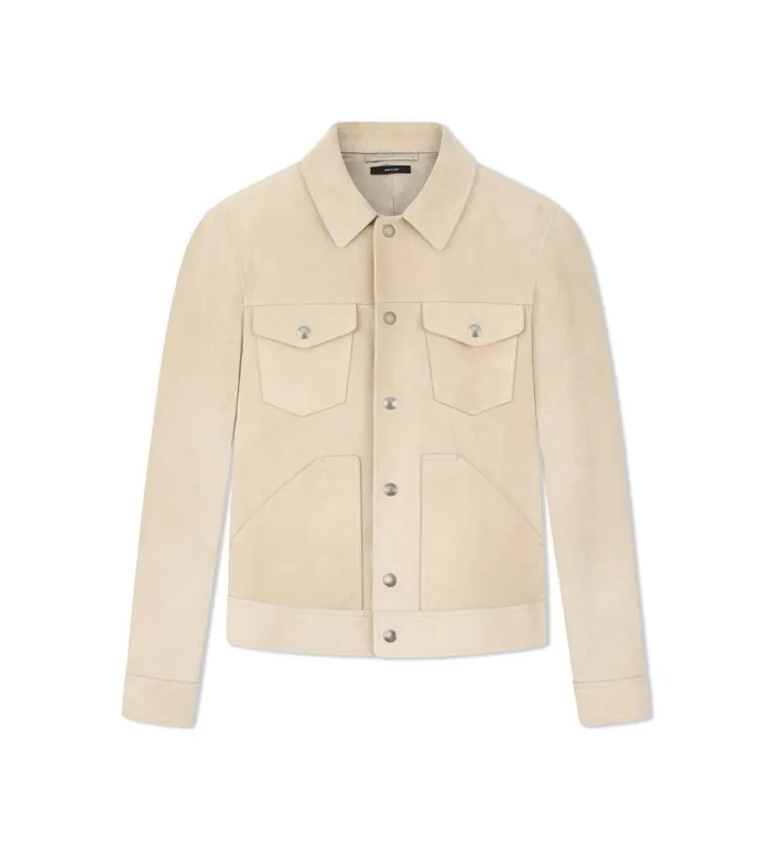 Men Outerwear Tom Ford Buttery Suede Western Jacket Bone